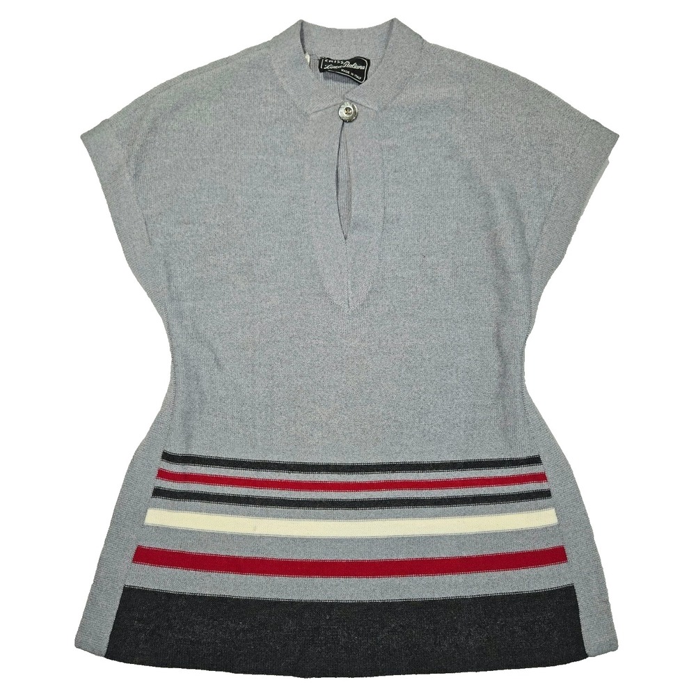 Vintage‎ Crissa Linea Italiana Wool Knit Vest Dress Gray Striped Made in Italy